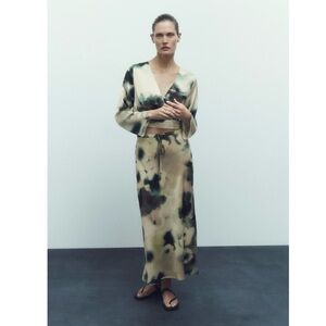 Zara Tie Dye Print Crop Blouse